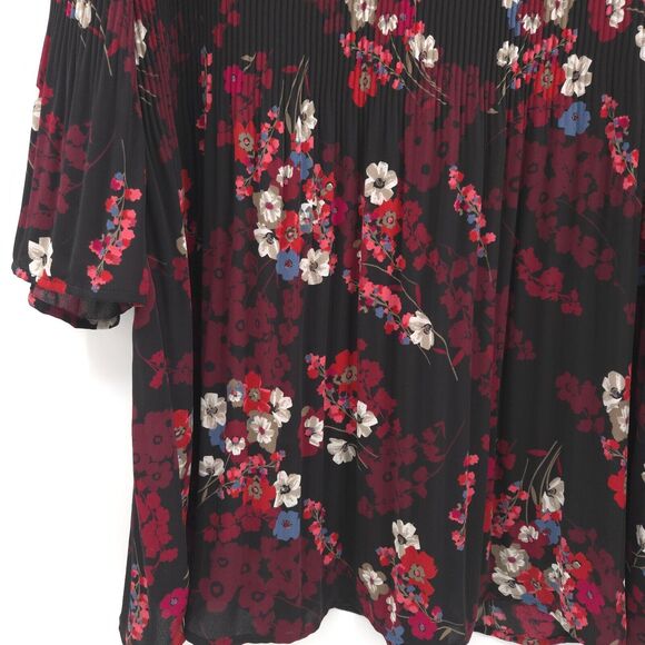 J. Jill Wearever floral pleated chiffon tunic top Size 2X A-line 3/4  sleeves - Picture 4 of 12